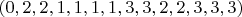 $(0,2,2,1,1,1,1,3,3,2,2,3,3,3)$