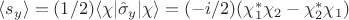 $\langle s_y \rangle =(1/2)\langle \chi| \hat \sigma_y | \chi \rangle = (-i/2)(\chi_1^* \chi_2 - \chi_2^* \chi_1)$