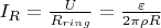 ${I_R} = \frac{U}{{{R_{ring}}}} = \frac{\varepsilon }{{2\pi \rho R}}$