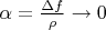 $\alpha=\frac{\Delta f}{\rho}\to 0$