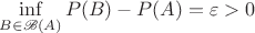\inf\limits_{B \in \mathscr{B}(A)}P(B) - P(A) = \varepsilon > 0
