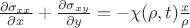 $ \frac {\partial \sigma_{xx}} {\partial x}+\frac {\partial \sigma_{xy}} {\partial y} =- {\chi(\rho,t)} \frac x {\rho}