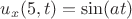 $u_x(5,t)=\sin(at)$