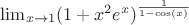 $\lim_{x\to 1}({1+x^2e^x})^{\frac{1}{1-\cos(x)}}$