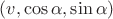 $(v, \cos \alpha, \sin \alpha)$
