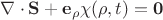\nabla\cdot\mathbf{S}+\mathbf{e}_\rho\chi(\rho,t)=\mathbf{0}