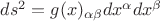 $ds^2=g(x)_{\alpha\beta}dx^{\alpha}dx^{\beta}$ $ds^2=g(x)_{\alpha\beta}dx^{\alpha}dx^{\beta}$