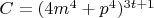 $C=(4m^4+p^4)^{3t+1}$