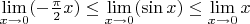 $\lim\limits_{x\to 0}(-\frac{\pi}2x)\le\lim\limits_{x\to 0}(\sin x)\le \lim\limits_{x\to 0} x$