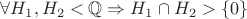 $\forall H_1,H_2 < \mathbb Q \Rightarrow H_1 \cap H_2 > \{ 0 \}$ $\forall H_1,H_2 < \mathbb Q \Rightarrow H_1 \cap H_2 > \{ 0 \}$