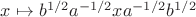 $x\mapsto b^{1/2} a^{-1/2} x a^{-1/2} b^{1/2}$