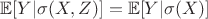 $\mathbb{E} [Y| \sigma(X,Z)] = \mathbb{E} [Y | \sigma(X) ]$
