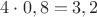 $4\cdot0,8=3,2$