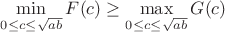 $\min\limits_{0\le c \le\sqrt{ab}}{F(c)}\geq\max\limits_{0\le c \le\sqrt{ab}}{G(c)}$