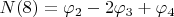 $N(8)=\varphi_2-2\varphi_3+\varphi_4$