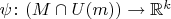 $\psi \colon (M \cap U(m)) \to \mathbb{R}^k$