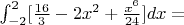 $\int_{-2}^{2} [\frac{16}{3} - 2x^2 + \frac{x^6}{24}] dx =$