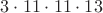 $3\cdot 11\cdot 11\cdot 13$