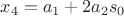 $x_4 = a_1 + 2a_2s_0$ $x_4 = a_1 + 2a_2s_0$