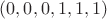 $(0,0,0,1,1,1)$