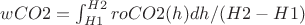 $wCO2={\int_{H1}^{H2}{roCO2(h)}dh}/(H2-H1)$