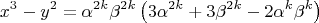 $$x^3-y^2=\alpha^{2k}\beta^{2k}\left(3\alpha^{2k}+3\beta^{2k}-2\alpha^k\beta^k\right)$$
