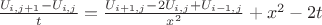 $ \frac{U_{i,j+1}-U_{i,j}}{t}= \frac{U_{i+1,j}-2U_{i,j}+U_{i-1,j}}{x^2}+x^2-2t$