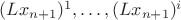 $(Lx_{n+1})^1, \ldots, (Lx_{n+1})^i$
