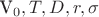 V_{0} ,T,D,r,\sigma