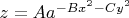 $z=Aa^{-Bx^2-Cy^2}$