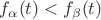 $f_{\alpha}(t) < f_{\beta}(t)$