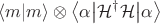 $$
\left \langle m \middle| m \right \rangle \otimes \left \langle \alpha \middle| \mathcal H^\dagger \mathcal H \middle| \alpha \right \rangle
$$
