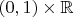 $(0,1) \times \mathbb{R}$