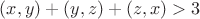 $(x,y)+(y,z)+(z,x)>3$