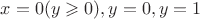 $x=0 (y\geqslant0), y=0, y=1$