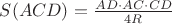 $S(ACD)=\frac { AD\cdot AC\cdot CD }{ 4R }$