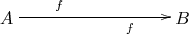$\xymatrix{A\ar[rrr]^(0.3){f}_(0.7){f}&&&B}$