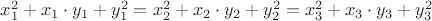 $x_1^2+x_1\cdot y_1+y_1^2=x_2^2+x_2\cdot y_2+y_2^2=x_3^2+x_3\cdot y_3+y_3^2$