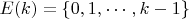 $E(k)=\{0,1,\cdots,k-1\}$