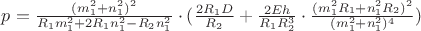 $p=\frac {(m_1^2+n_1^2 )^2}{R_1 m_1^2+2R_1 n_1^2-R_2 n_1^2} \cdot (\frac {2R_1 D}{R_2} +\frac {2Eh}{R_1 R_2^3}\cdot \frac {(m_1^2 R_1+n_1^2 R_2 )^2}{(m_1^2+n_1^2 )^4 })$