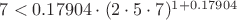 $7<0.17904 \cdot (2 \cdot 5 \cdot 7)^{1+0.17904}$