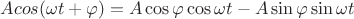 $Acos{(\omega t +\varphi)} = A \cos{\varphi}\cos{\omega t}-A\sin{\varphi}\sin{\omega t}$