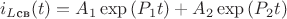 $$i_{L\text{св}}(t)=A_1 \exp{(P_1t)}+A_2\exp{(P_2t)}$$