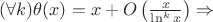 $(\forall k)\theta (x)=x+O\left(\frac{x}{\ln ^k x}\right)\Rightarrow$