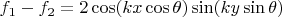 $$
f_1-f_2=2 \cos(k x \cos\theta) \sin(ky \sin\theta )
$$
