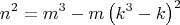 $$n^2  = m^3  - m\left( {k^3  - k}\right)^2 $
