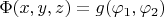 $\Phi(x,y,z)=g(\varphi_1,\varphi_2)$