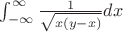$\int_{-\infty}^{\infty} \frac{1}{\sqrt{x(y - x)}} dx $