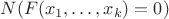 $N(F(x_1,\dots ,x_k)=0)$