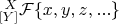 $^{\ X}_{[Y]}\mathcal{F}\{x,y,z,...\}$